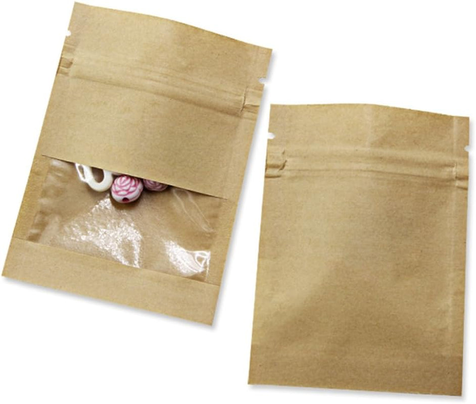 Kleine Wiederverschließbare Samen Münze Umschläge Taschen Mit Klarem Fenster Brown Kraftpapier Heat Seal Pakete Für Münzen Blume Gemüse Samen Lagerung Probe Taschen (100, 7X9Cm)