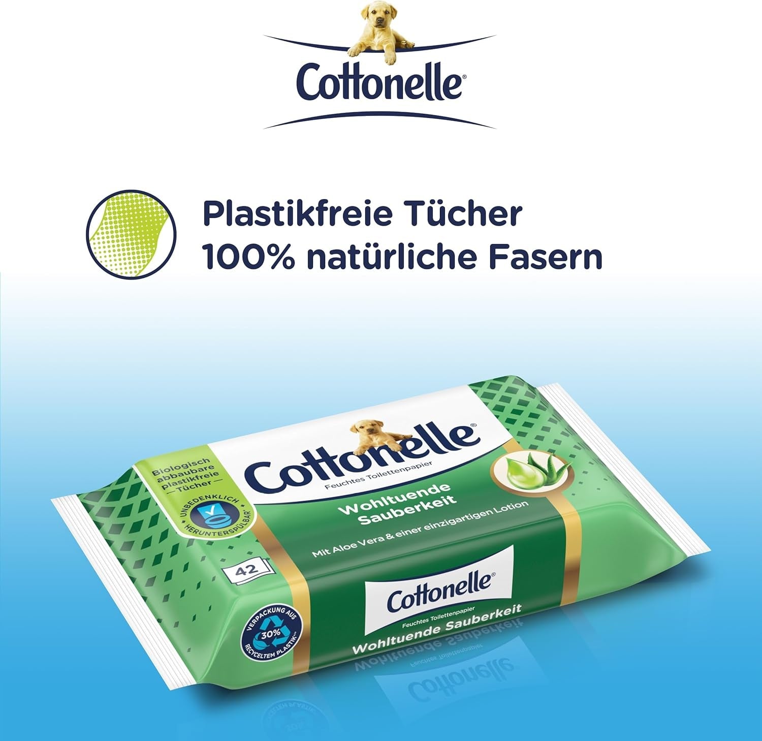 Șervețele umede, Curățenie binefăcătoare, Cu loțiune prebiotică, Biodegradabilă, Fără plastic, Reînchizibilă, 12 X 42 șervețele umede