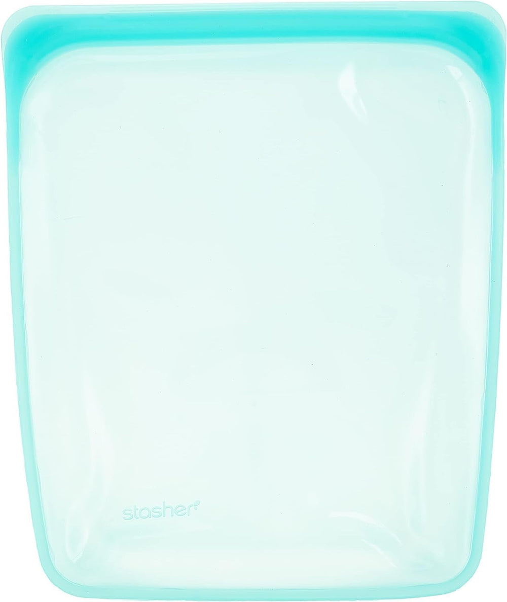 Stasher Bag Sac alimentaire réutilisable en silicone de qualité supérieure, demi-gallon, bleu, durable, four, lave-vaisselle, congélateur, sac à déjeuner écologique, préparation des aliments, 1893 ml, boîtes de conservation des aliments Naty Shop Aqua