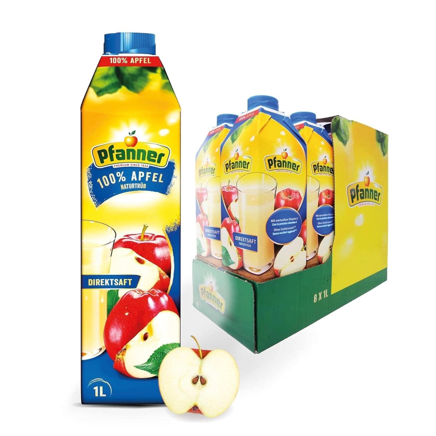 Pfanner Fraise Fruit Nectar (8 X 1 Litre) - 30% de Fruits - Boisson à la Fraise
