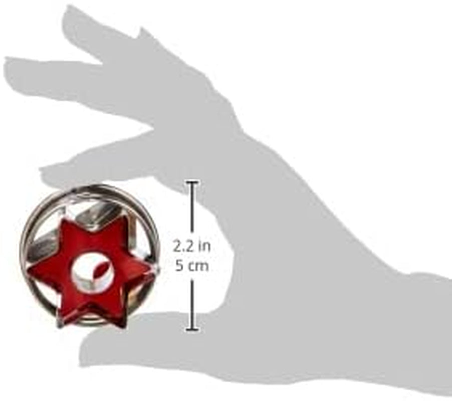 Städter 966322 Moule à biscuits avec éjecteur, Étoile extérieure, Acier inoxydable, Argent/Rouge, 4,8 x 4,8 x 4,8 cm