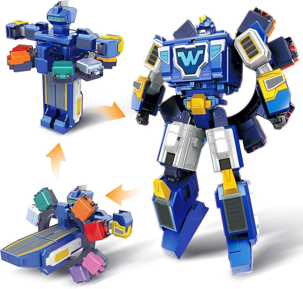 Super Wings 2-In-1 Mini World Aircraft Transforming Robot cu efecte luminoase și sonore, jucărie transformabilă pentru fete și băieți de la 3 ani, albastru Action figures Naty Shop Robot 3 în 1