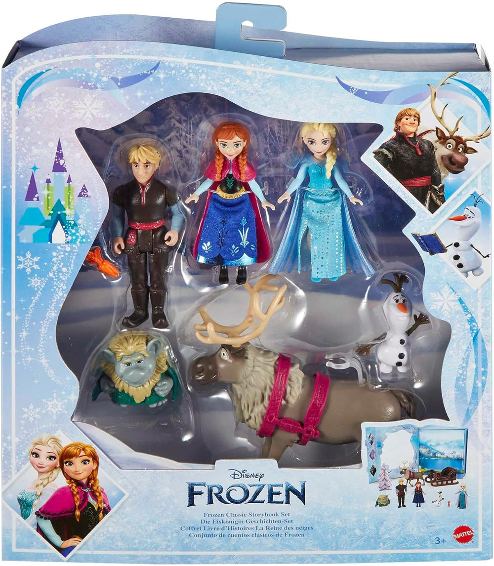 Mattel DISNEY Frozen - Ensemble de conte de fées avec 6 figurines ludiques préférées, emballage interactif et accessoires pour enfants, HLX04