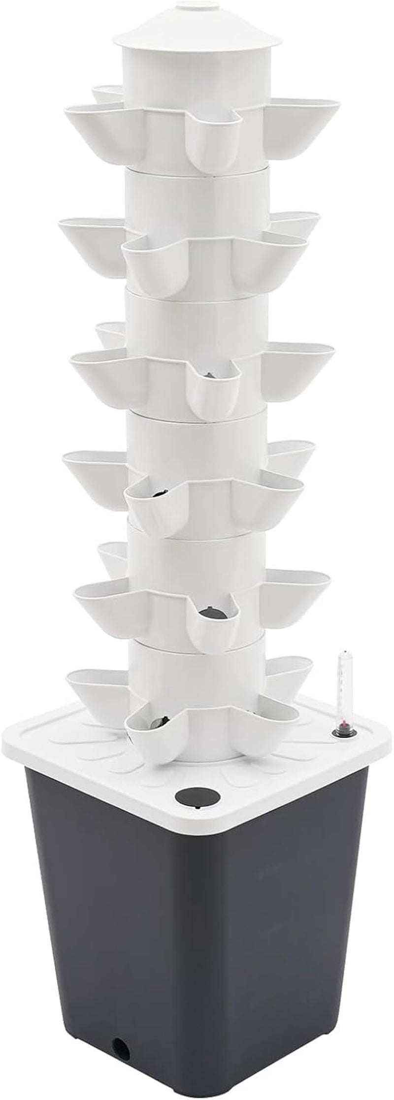 Tour hydroponique de 30 capsules, système de culture hydroponique de jardin, kit de culture hydroponique verticale à 6 niveaux, tour aéroponique avec pompe d'hydratation, adaptateur et lit de semence (gris)