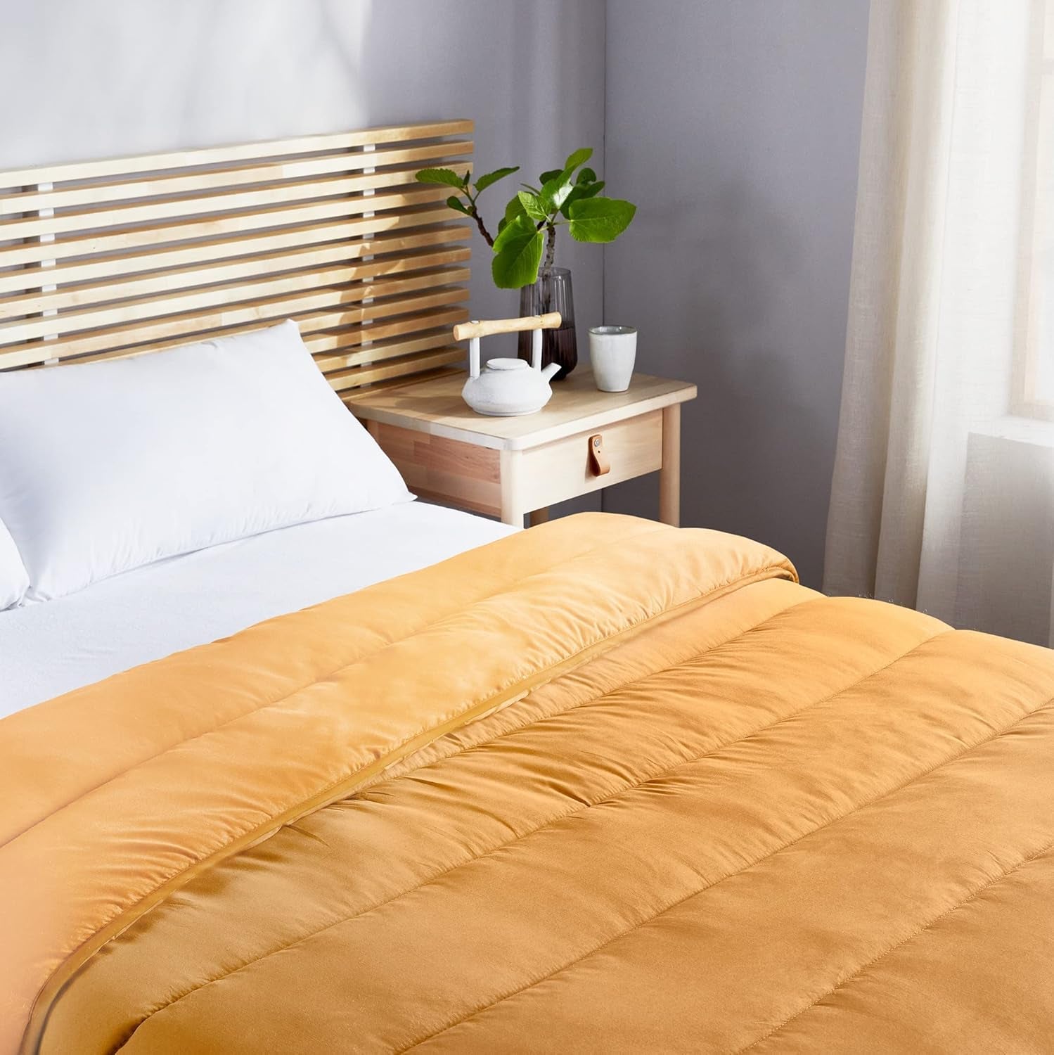 Pikolin Home - Couette réversible 300 G - garnissage nordique bicolore - pour lit 100/105 - confortable, chaude, respirante, vert, 180 X 220 cm Couettes et couettes Naty Shop