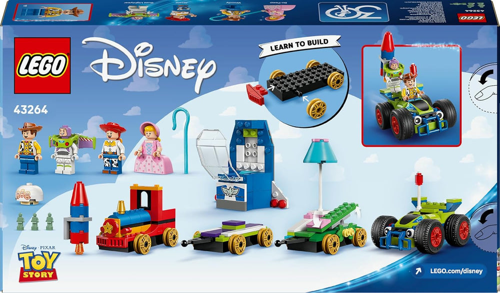 LEGO ǀ Disney and Pixar’s Partyzug und das Auto RC aus Toy Story - Mit Woody, Jessie, Porzellinchen und Buzz Lightyear Minifiguren – Kreatives Geschenk für Jungen & Mädchen ab 4 Jahren - 43264