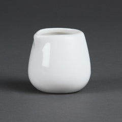 Olympia Whiteware Carafe mici de servire 43 ml/1.5 oz (pachet de 12), porțelan alb - ulcior fără mâner ideal pentru lapte, smântână, sosuri, sos gravy - potrivit pentru mașina de spălat vase/cuptor cu microunde, uz casnic în cafenele, restaurante, C203