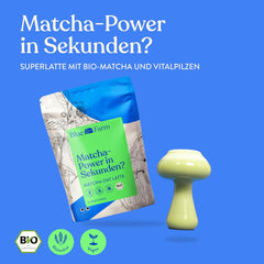 Blue Farm Bio Matcha Oat Latte auf Haferbasis ohne Zuckerzusatz - Mit dem Vitalpilz Lion's Mane - Vegan - sans lactose et sans gluten (300 g, Matcha)