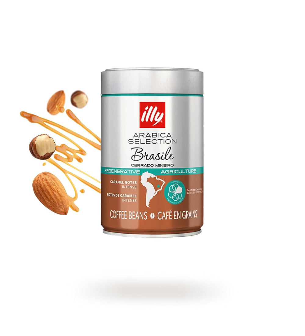 ILLY 6 boîtes de café en grains de 250 grammes chacune, Sélection Arabica, Brésil, certificat Cerrado Mineiro, Regenagri