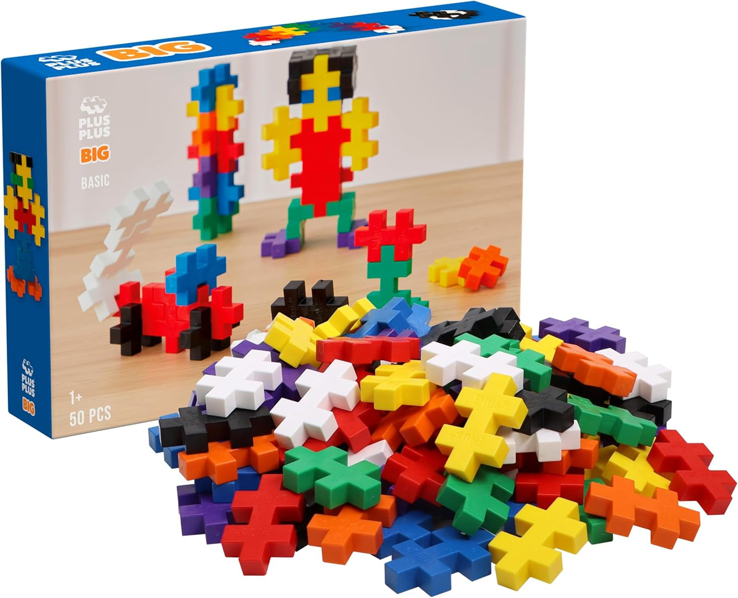 Plus-Plus 9603210 Geniales Konstruktionsspielzeug, Open Play Big Basic Mix, Bausteine-Set, 100 pièces, Mehrfarbig, Mehrfarbig