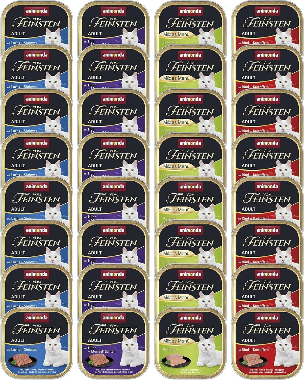 animonda Vom Feinsten Adult Fish & Meat Variety (32 x 100 g), nourriture humide pour chat adulte, nourriture pour chat sans céréales et sans sucre, fines galettes en morceaux