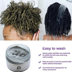 Culoarea părului Ceară de păr Vopsea de păr instantanee De unică folosință Noroi de păr Natural Hairstyle Cream Unisex Temporar Modelare Compound Pomadă Gri Vopsea pentru par Naty Shop