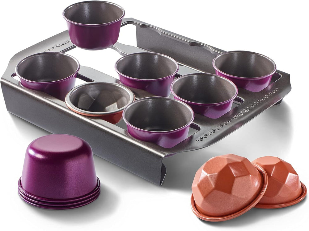 Tefal Creabake Muffins Creabake Backformen, 7,5 cm, Antihaftbeschichtung, Stapelbares System, Kreative Rezepte Für Süßigkeiten Und Salade, Einfaches Backen, Eisenfarben Moules et plaques pour la cuisson Naty Shop Starter-Set