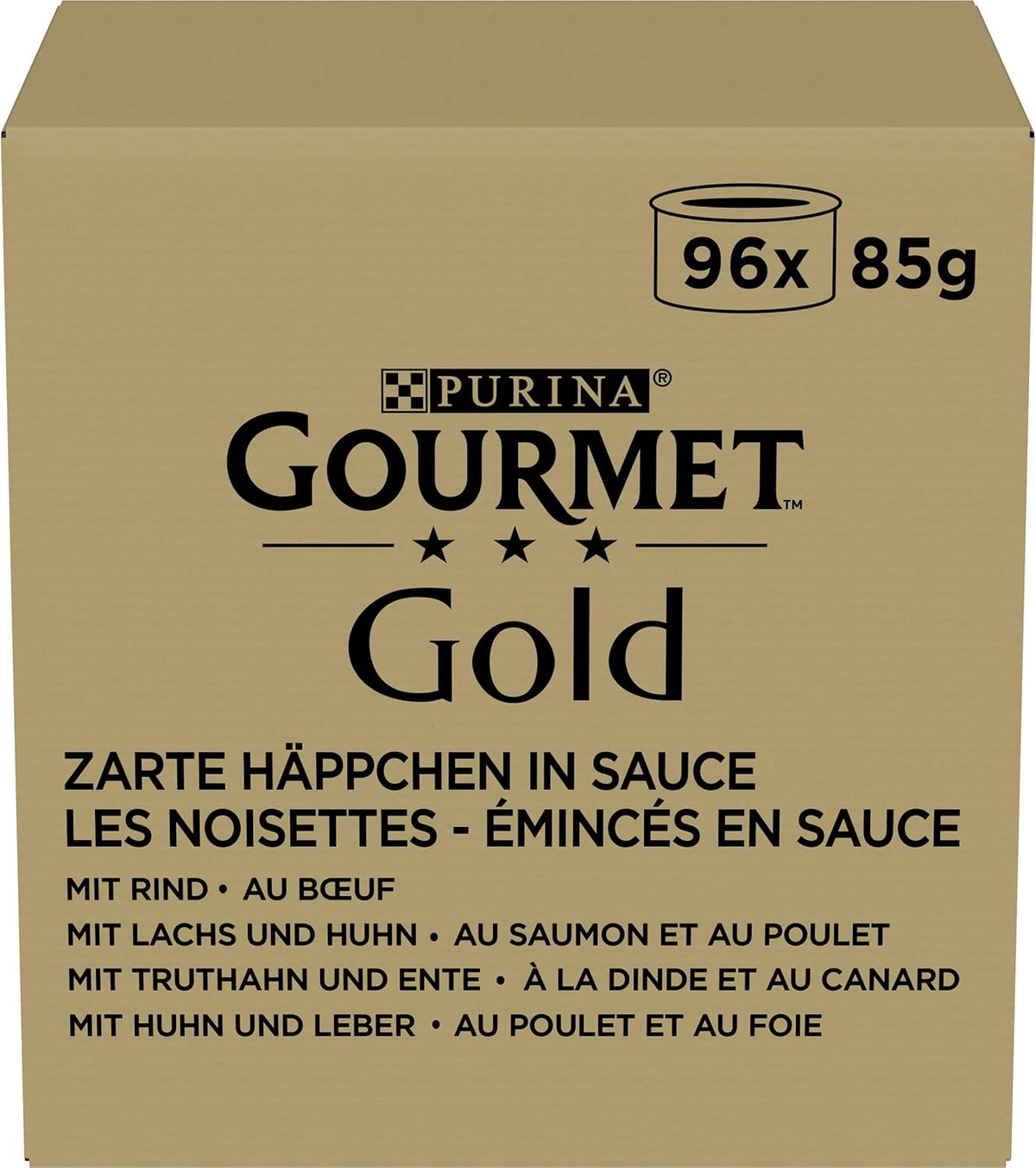 Nourriture humide pour chats Gourmet Gold Tender Morsels en sauce, mélange assorti, paquet de 96 (96 x 85g)