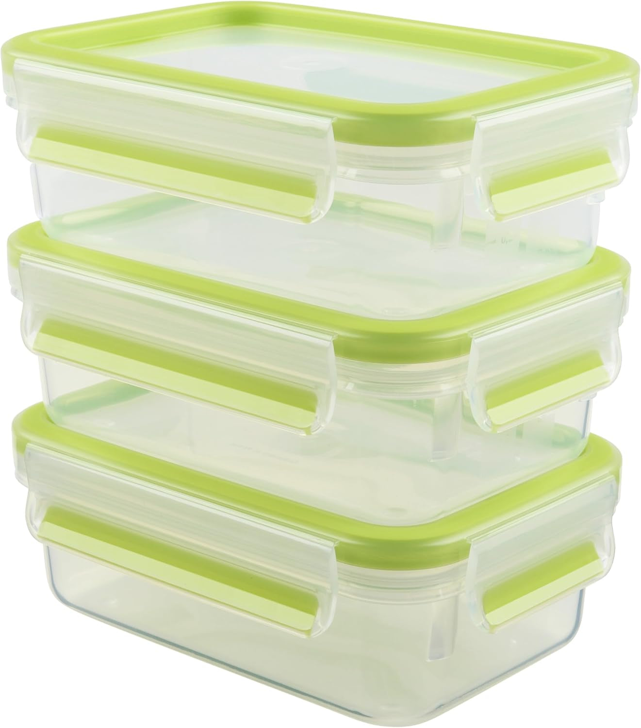 Emsa 515585 Clip alimentaire et fermeture | Ensemble 3 pièces | plastique | transparent / vert | 0,55 / 1 / 2,2 litres Boîtes de conservation alimentaire Naty Shop Vert 0,55 L