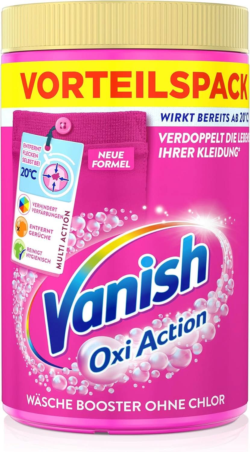 Vanish Oxi Action Powder Pink - 1 X 1,65 Kg - poudre pour enlever les taches et améliorer le linge sans chlore - pour linge coloré Détergents à Lessive Naty Shop