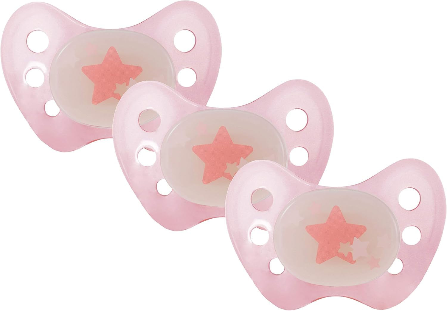 Lot de 3 sucettes dentaires de nuit en silicone - Taille 3 à partir de 14 mois - Sucettes qui brillent dans le noir de qualité dentaire - Sans BPA - Fabriquées en Allemagne - Lune, Jaune