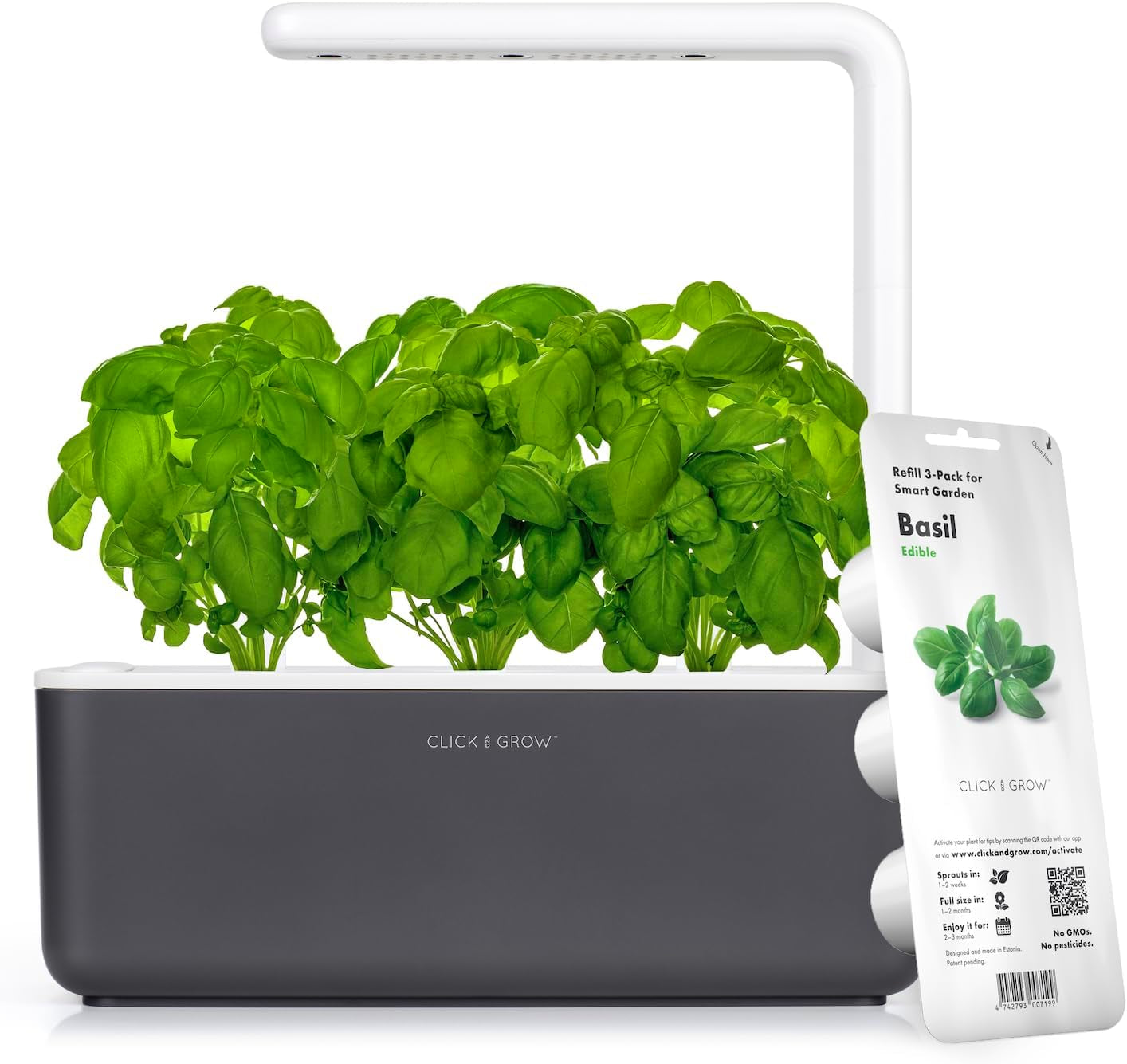 Click and Grow Growbox, Smart Garden, plus facile que le système de culture hydroponique, jardin intérieur, jardin d'herbes aromatiques, serre intérieure avec 3 capsules de plantes incluses, blanc