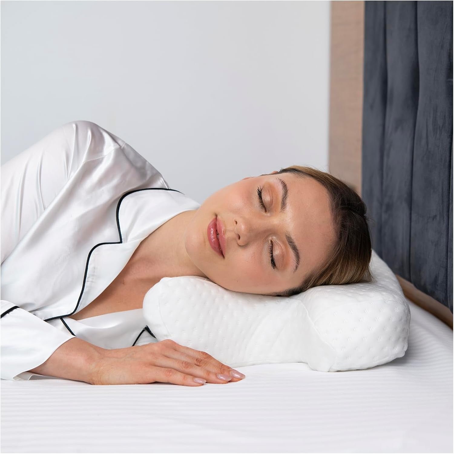 Oreiller de beauté. Oreiller de beauté. oreiller anti-rides, anti-rides, anti-âge, anti-âge, oreiller à mémoire de forme. Oreiller pour dormeur latéral. Oreiller de soutien du cou. Oreiller de soutien du dos. (BSP3) Oreillers cervicaux orthopédiques Naty Shop Ex3