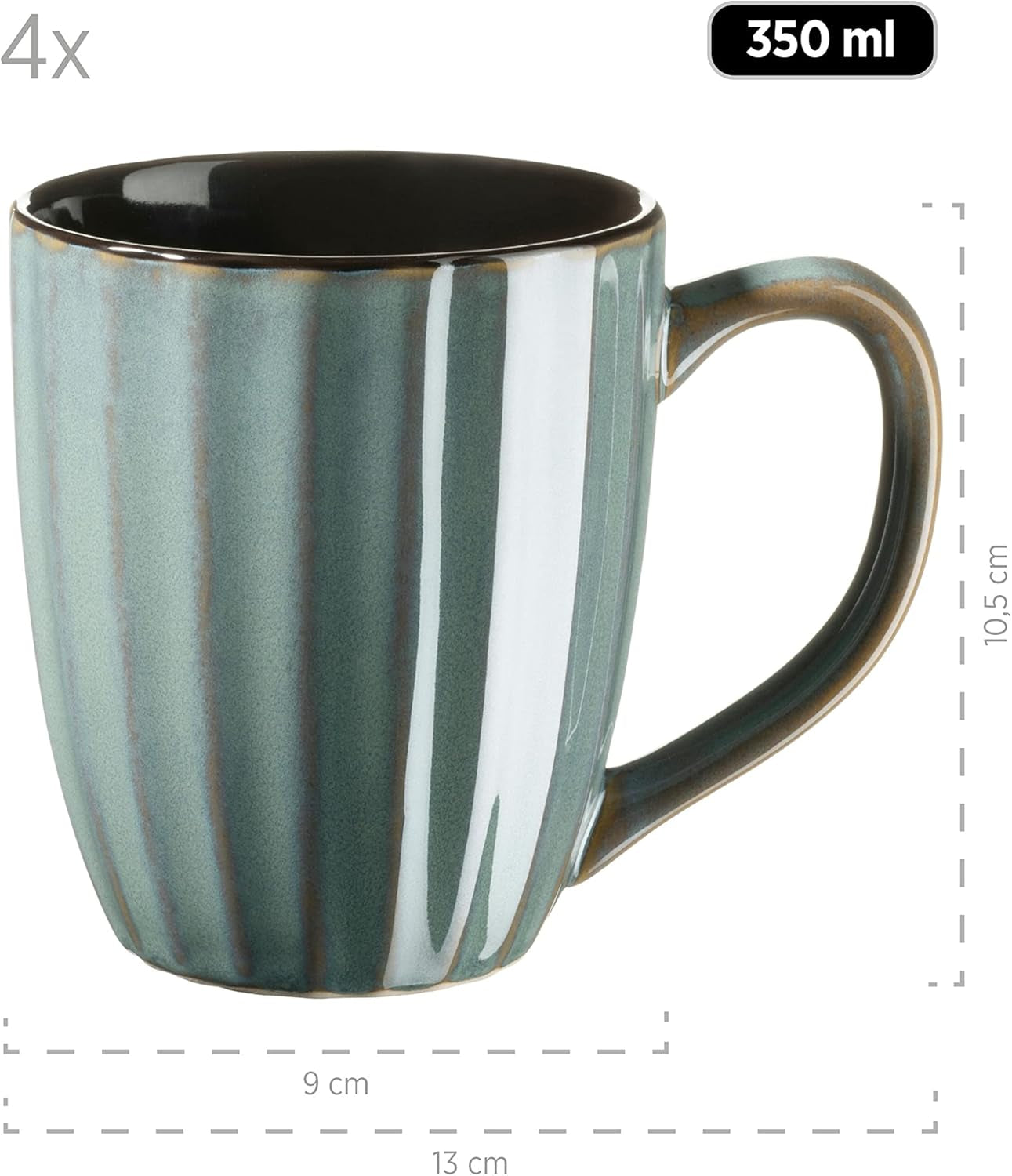 MÄSER 931964 Série Confino Service de table pour 4 personnes, look vintage moderne, ensemble combiné en céramique, 20 pièces, couleur essence avec accents noirs, carrelage