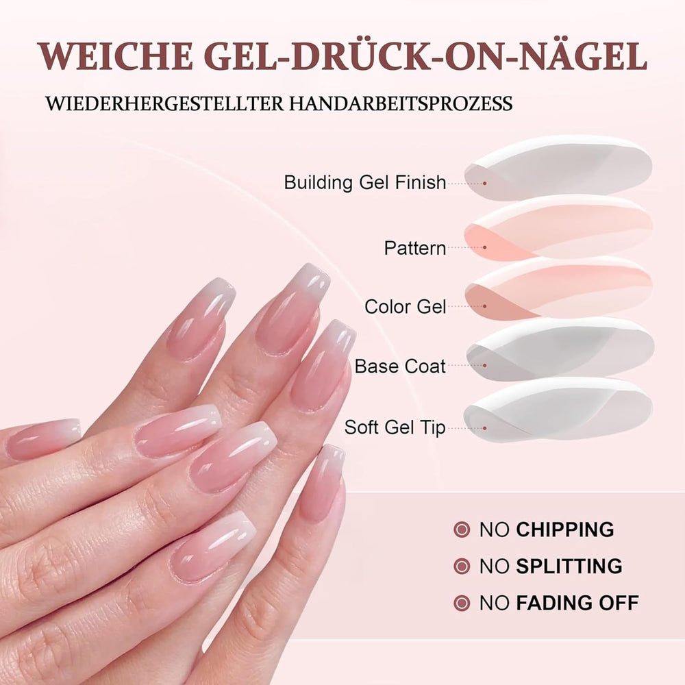 Set unghii false balerină - 240 bucăți unghii false roz liliac delicat, unghii false cu acoperire completă pentru lipire, set vârfuri unghii false pentru manichiură și artă unghii pentru femei și fete (roz lavandă)