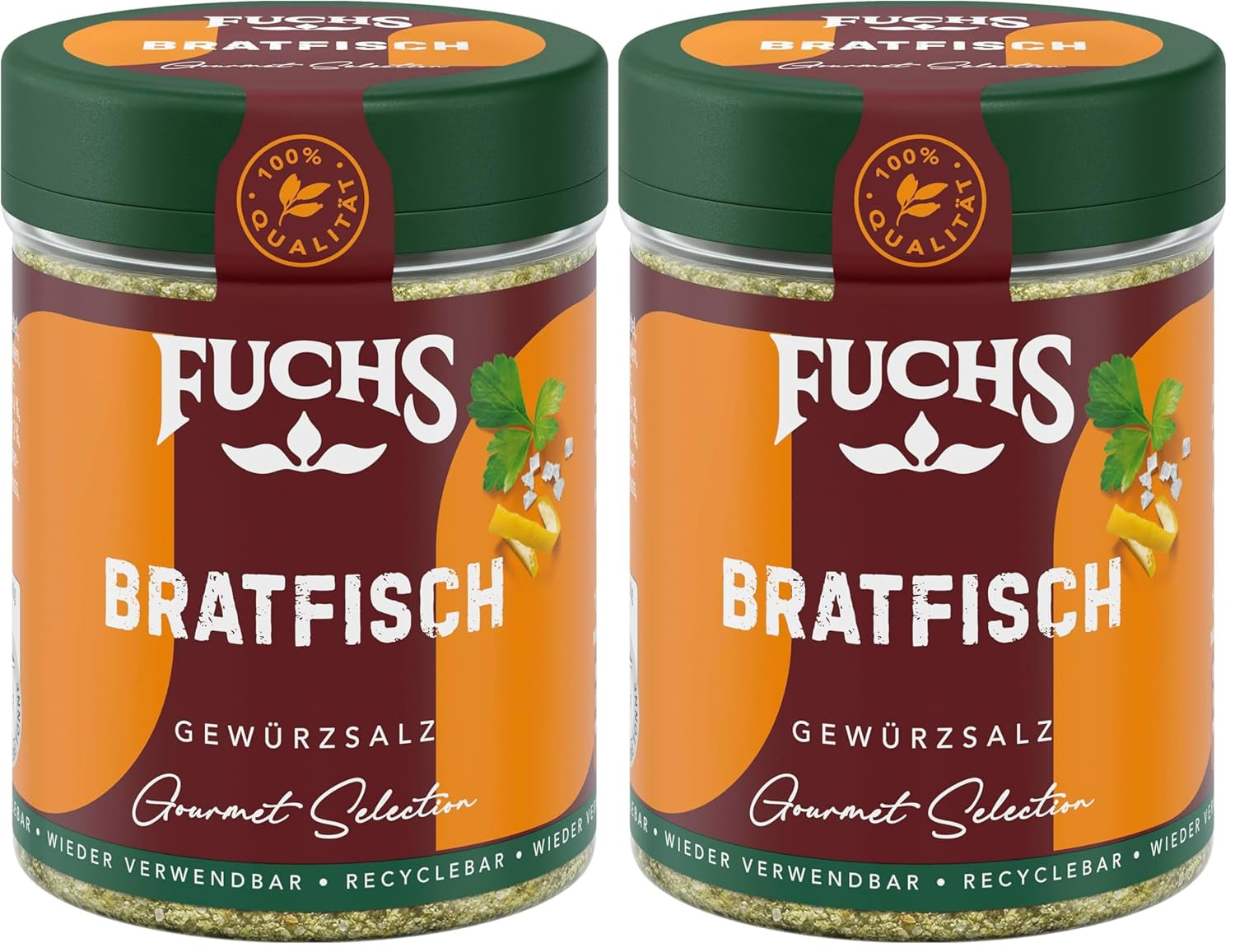 Fuchs Gourmet Selection Klassisch/Heimisch – Bratkartoffel Gewürzsalz, nachfüllbares Kartoffel Gewürz, Salz zum Würzen von Brat- & Ofenkartoffeln, Pommes Frites & Co, végétalien, 70 g