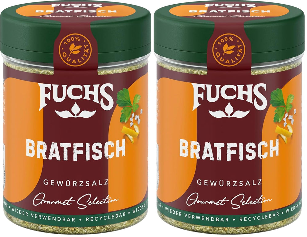 Fuchs Gourmet Selection Klassisch/Heimisch – Bratkartoffel Gewürzsalz, nachfüllbares Kartoffel Gewürz, Salz zum Würzen von Brat- & Ofenkartoffeln, Pommes Frites & Co, végétalien, 70 g