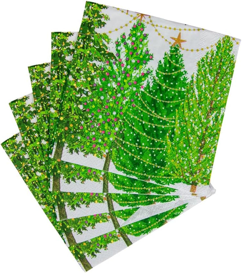 Șervețele de cocktail, pomi de Crăciun cu luminițe, 20 de bucăți per pachet