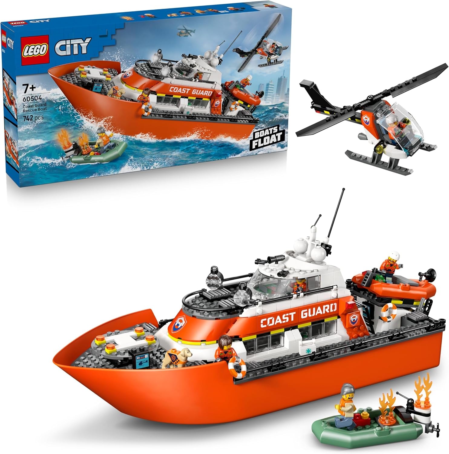 LEGO City Poste de police sur l'île-prison, jouet de police avec hélicoptère, botte et Hai, ensemble avec 7 figurines et chien, cadeau d'anniversaire pour garçons et filles à partir de 7 ans 60419