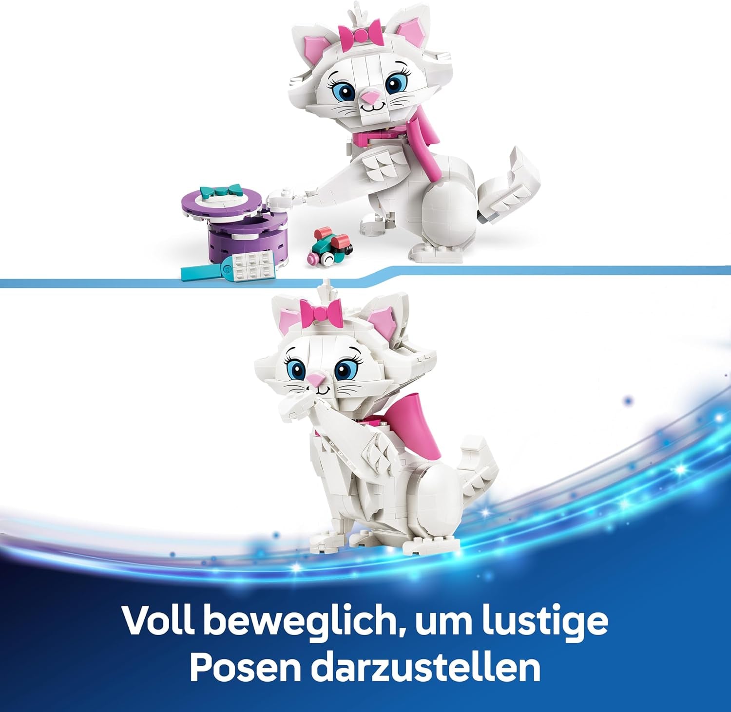LEGO ǀ Disney Aristochats : Bezaubernde Marie - Spielzeug Katzenfigur mit Zubehör - inkl. Boucle textile - Décoration DIY pour enfants - Passe pour les filles à partir de 7 ans et leurs fans - 43286