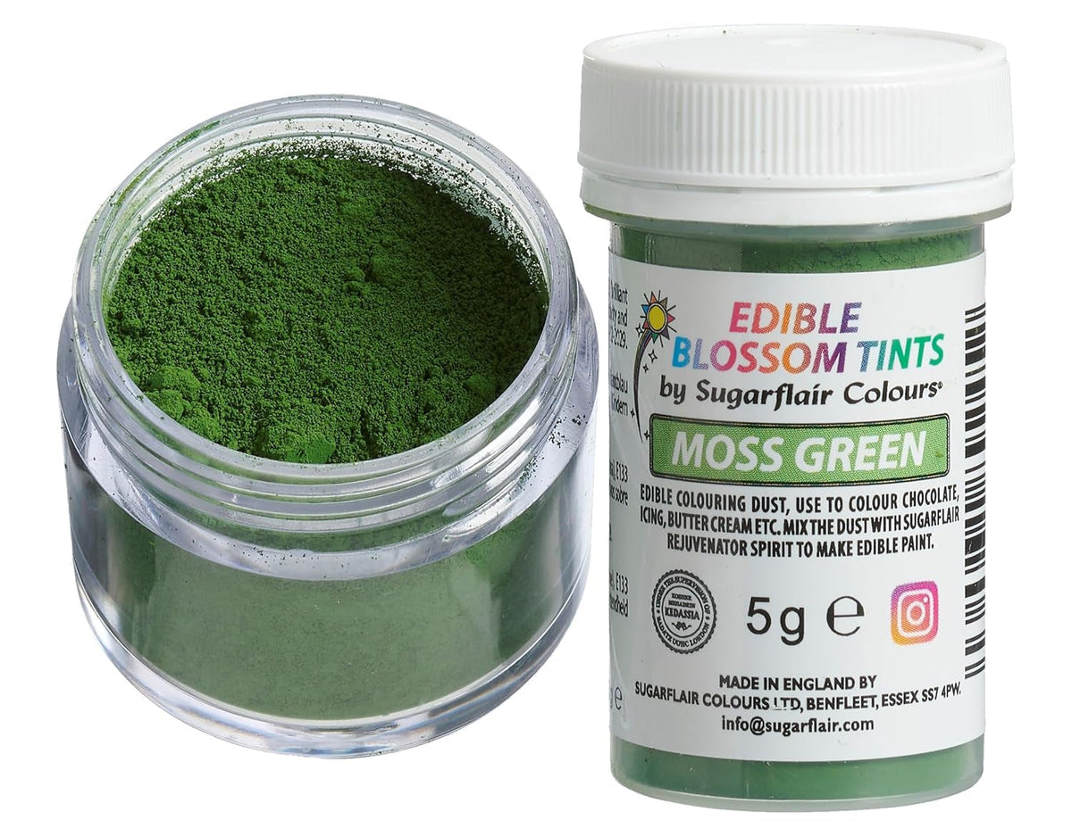Sugarflair Blossom Tint Dust Moss Green Colorant Alimentaire en Poudre - Colorant Alimentaire en Poudre pour décorations de gâteaux, Fondant, glaçage, Chocolat, crème au Beurre, macarons et Plus - 5G