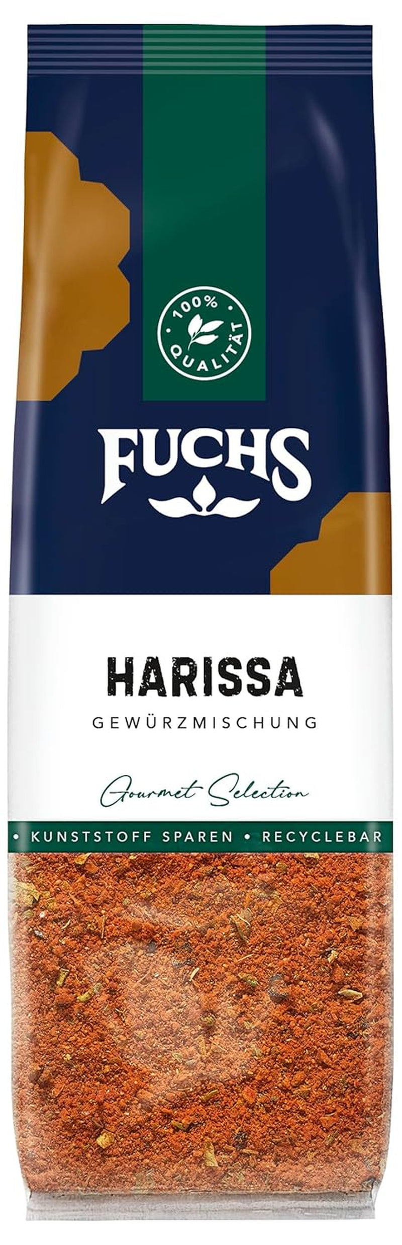 Fuchs Gewürze - Harissa Gewürzmischung im recyclable Nachfüllbeutel, zum Würzen von Ricegerichten, Couscous, Saucen et Suppen - 60 g