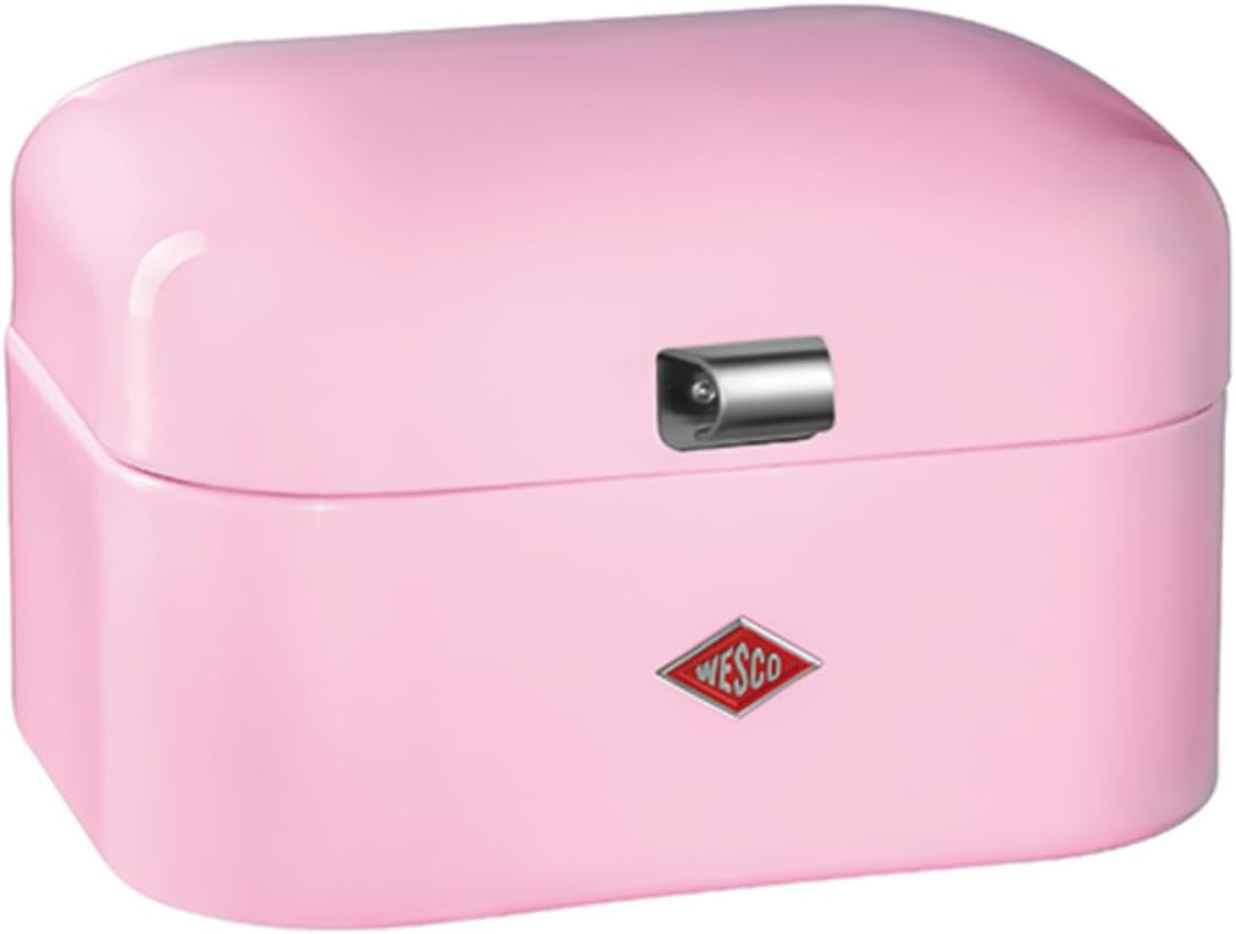 WESCO Boîte à pain simple Grandy en vert menthe, tôle d'acier enduite de poudre, trous d'aération et poignée robuste, boîtes de conservation des aliments Naty Shop rose