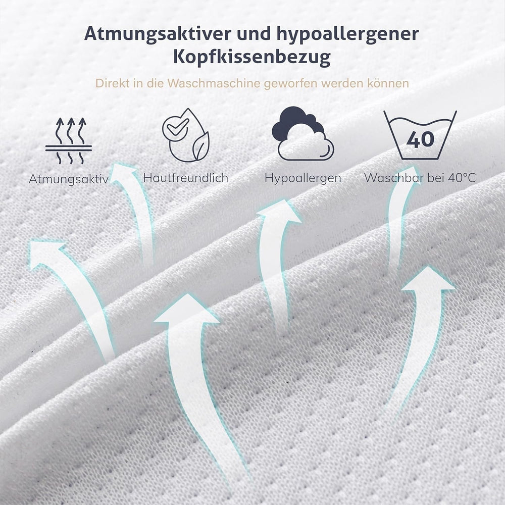 EGO HOME Oreiller Oreiller Ergonomique Doux en Mousse à Mémoire pour Dormeur sur le Dos Oreiller de Soutien du Cou avec Housse Respirante et Lavable, Certifié Oeko-Tex, Oreiller Cervical 75X35Cm Perne standard Naty Shop