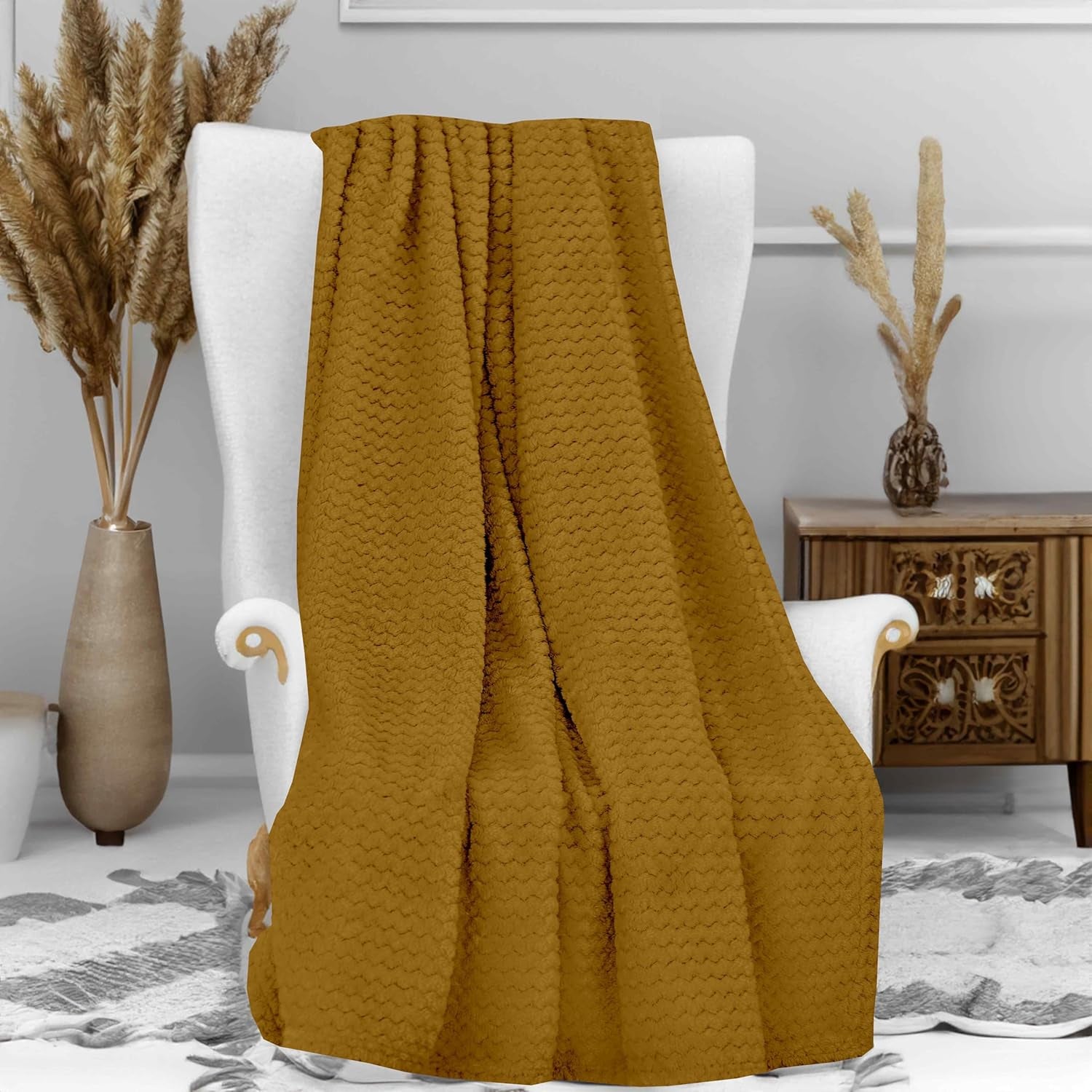 Pătură Soleil D'Ocre, 180 X 220 Cm, Cocooning, galben muștar Paturi si Cuverturi Besuche den Soleil d'ocre-Store