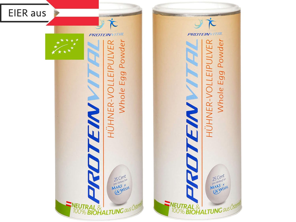 Proteinvital Vollei-Eig-Pulver EIEREI Regional Österreichische Freiland Eier 800g + Anrühr Set, Kraftpapier Doypack mit Zipper