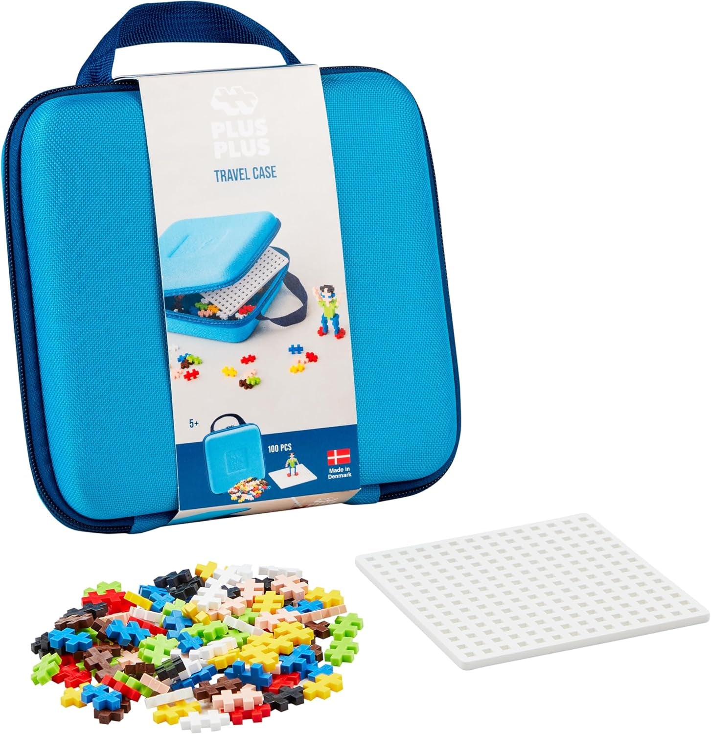Plus-Plus 9607002 Geniales Konstruktionsspielzeug, Basic, Bausteine-Set dans une boîte métallique pratique avec Henkel, 600 pièces, cartonné
