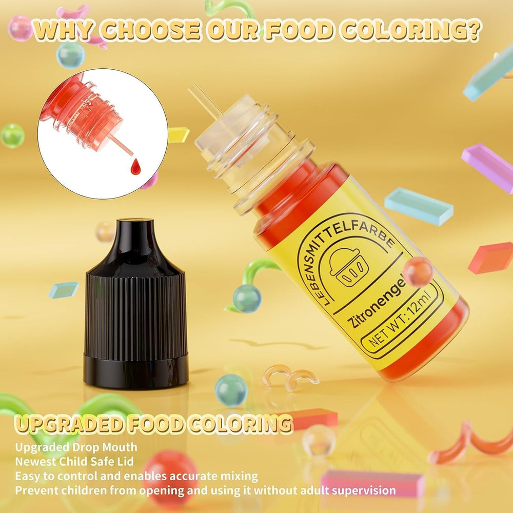 Colorant alimentaire 6 couleurs x 12 ml, colorant alimentaire liquide hautement concentré pour la pâtisserie, kit de colorants alimentaires pour fondants, gâteaux de Noël, macarons, beignets, biscuits (arc-en-ciel)