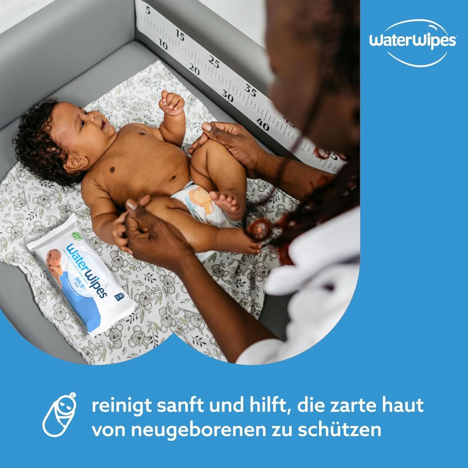 Waterwipes Plastikfreie, Originale Reinigungstücher Für Babys, 540 Stück (9 Packungen), 99,9 % Wasserbasierte Reingugnstücher, Unparfümiert Für Empfindliche Haut Naty Shop