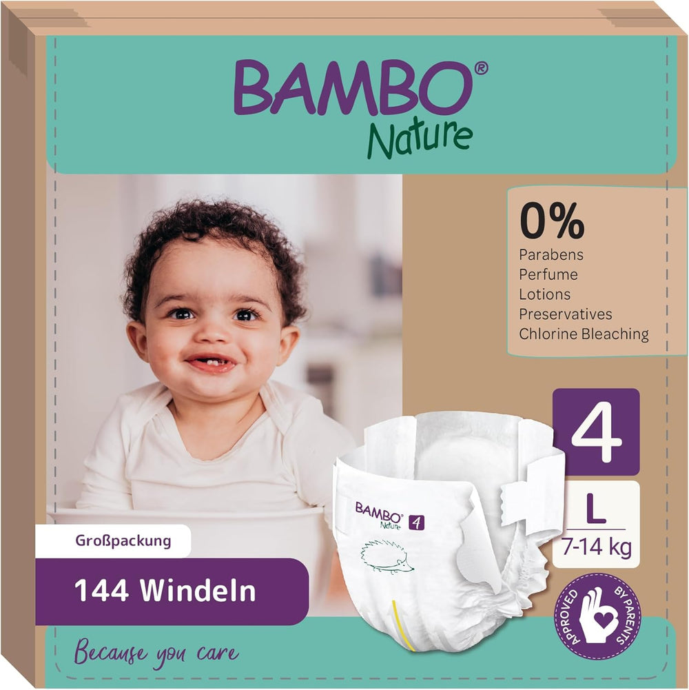 Couches pour bébé Bambo Nature, taille 1 (2-4 kg), boîte mensuelle de 132 unités | Couches haut de gamme avec protection améliorée contre les fuites | Confort et liberté ultimes pour les nouveau-nés | Couches testées dermatologiquement