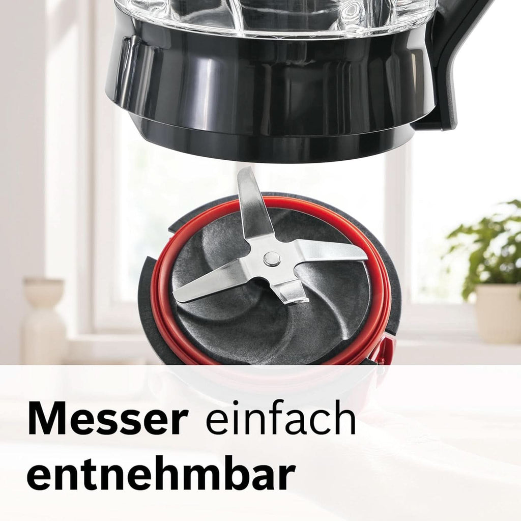 Bosch Standmixer Vitapower Serie 4 MMB6172SN, Verbesserte Version, 10 Jahre Motorgarantie, Edelstahl-Klingen, 1,5L Glasbehälter, Spülmaschinenfeste Teile, 30,000 U/Min, 1200 W, Silber Bucatarie Naty Shop