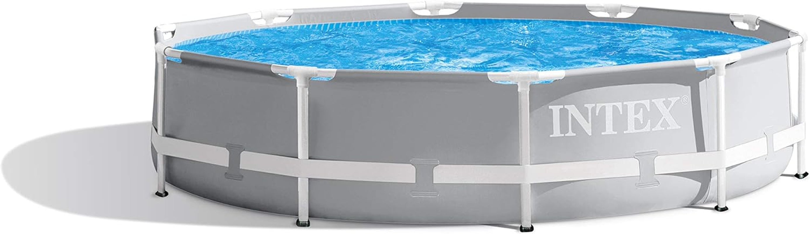 Ensemble piscine Prism Rondo Frame - Ø 305 x 76 cm, gris clair et couverture ronde - Ø 305 cm - Pour cadre métal et Prism