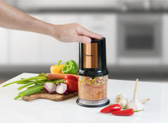 Bestron Elektrischer Multi-Zerkleinerer, Universalzerkleinerer Mit deux Schneidemessern & 500Ml Kapazität, Große Pulstaste, 400 Watt, Couleur: Kupfer Kitchen Naty Shop