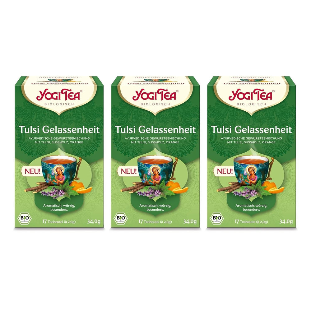 Yogi Tea - Tulsi Serenity Tisane ayurvédique biologique sans caféine Mélange Tulsi "Saint" Basilic Réglisse et Orange Yogi Tea 3 Pack 3X17 Sachets de thé (51 Sachets de thé)