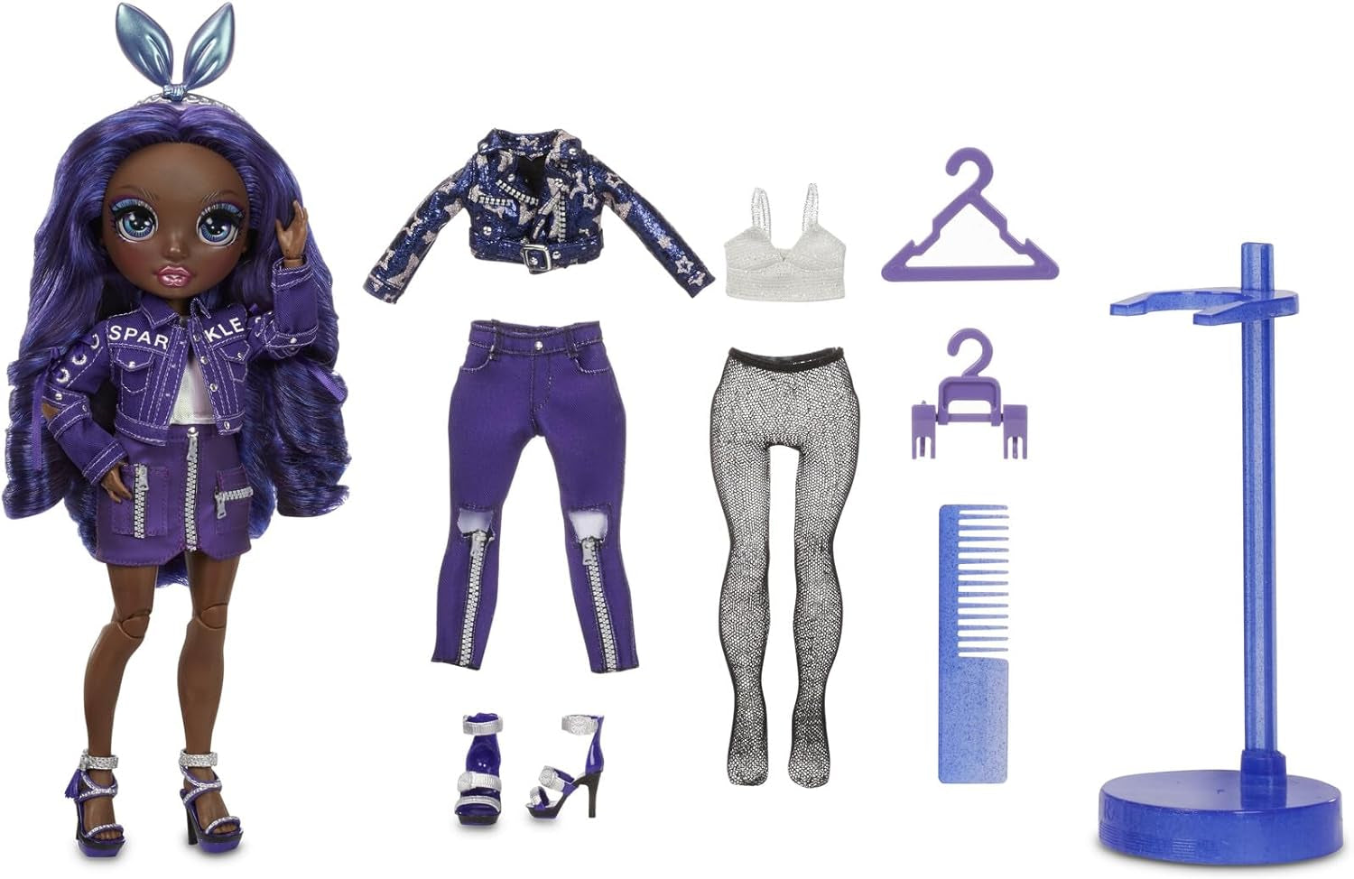 Poupée Rainbow High Fashion – Kristal Bailey – Poupée indigo avec 2 tenues de luxe – Comprend des accessoires et un support pour poupée série 2 – Excellent cadeau pour les enfants et les collectionneurs à partir de 6 ans