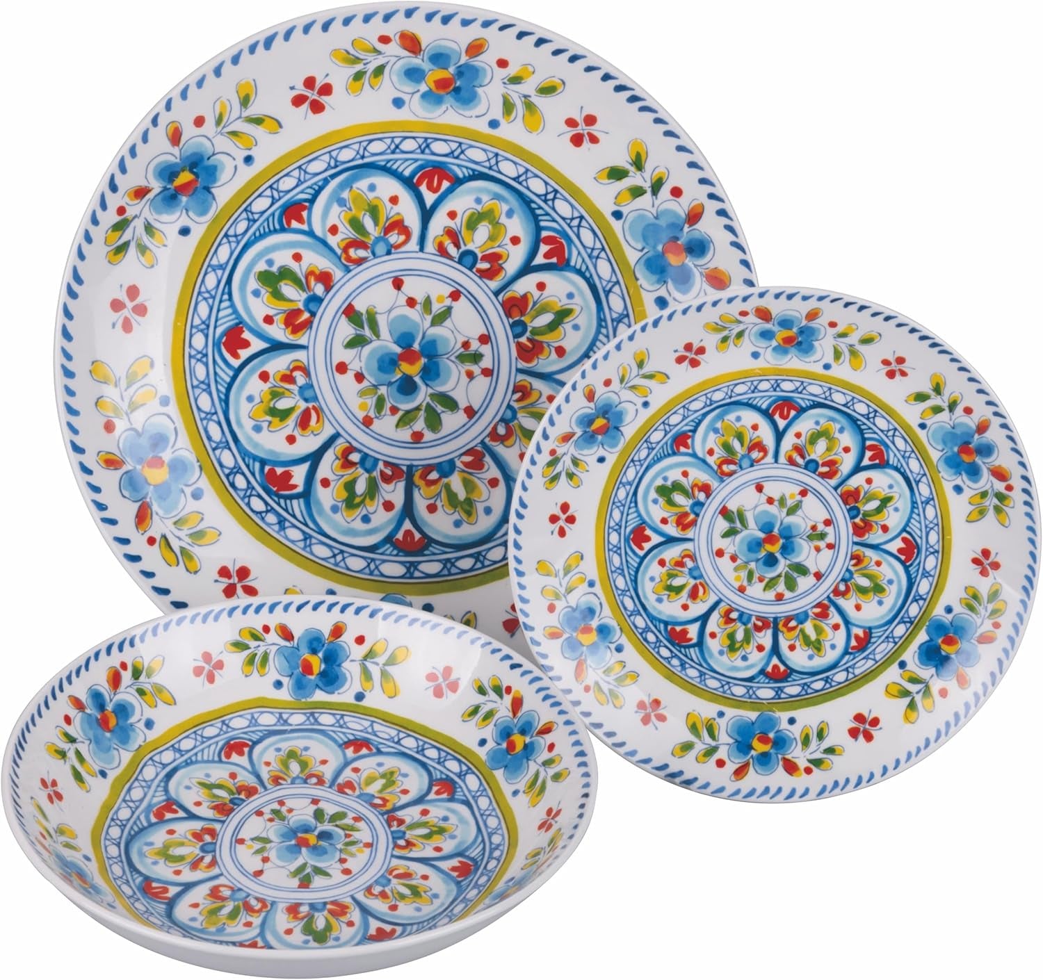 Service de table en porcelaine 18 pièces, 6 ensembles d'assiettes différents, Andalousie