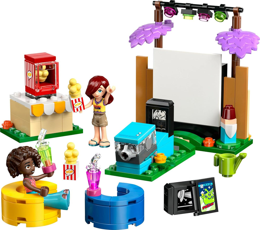 Jouet de soirée cinéma de l'amitié LEGO Friends pour filles de 6 ans et plus - incl. 2 mini poupées, un écran et un projecteur de briques lumineuses - Ensemble de construction créatif - 42642