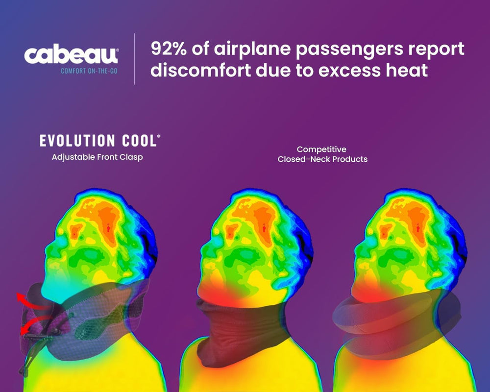 Oreiller cervical de voyage Cabeau Long Flight - Evolution Cool - Mousse à mémoire de forme avec aérations - Compact avec étui de transport (Violet) Naty Shop Oreillers de voyage