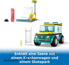 LEGO City Ambulance et snowboarder, Ambulance Playset avec voiture jouet et 2 figurines, figurine de snowboarder et paramédic, cadeau imaginatif pour garçons et filles à partir de 4 ans 60403 Jeux de construction Besuche den LEGO-Store