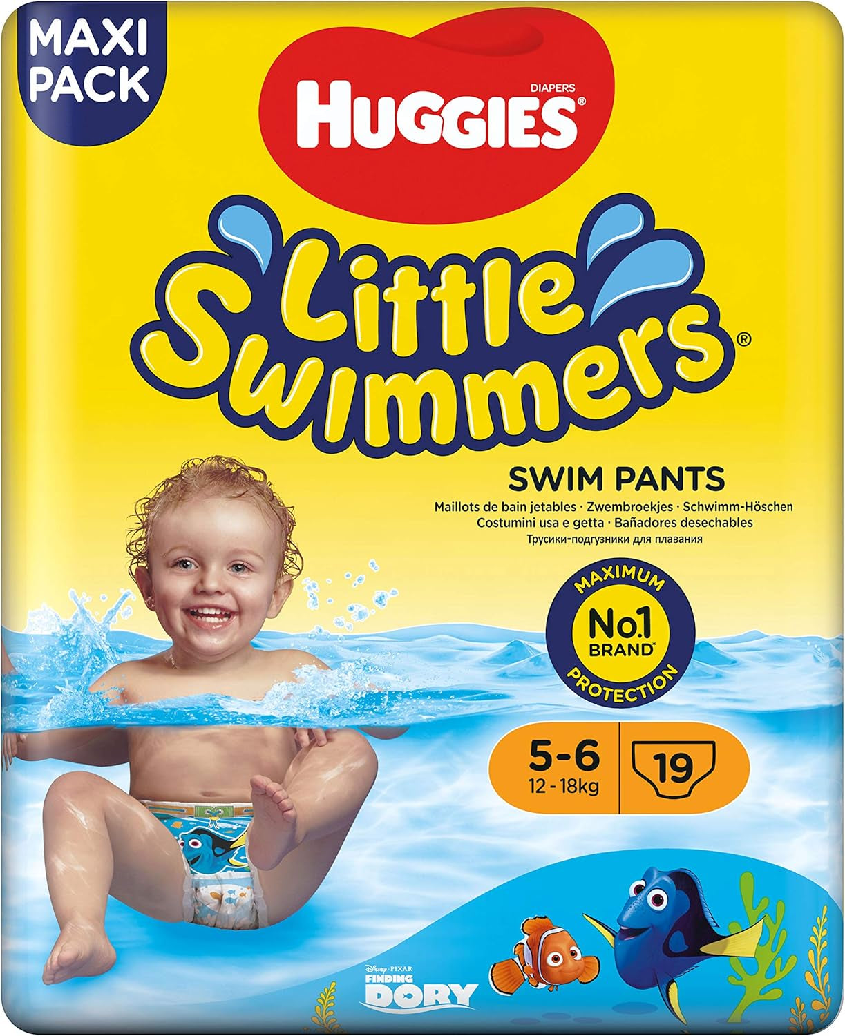 Couches de bain Huggies Little Swimmers taille 5/6 (12-18 kg), 1 paquet de 19 pièces